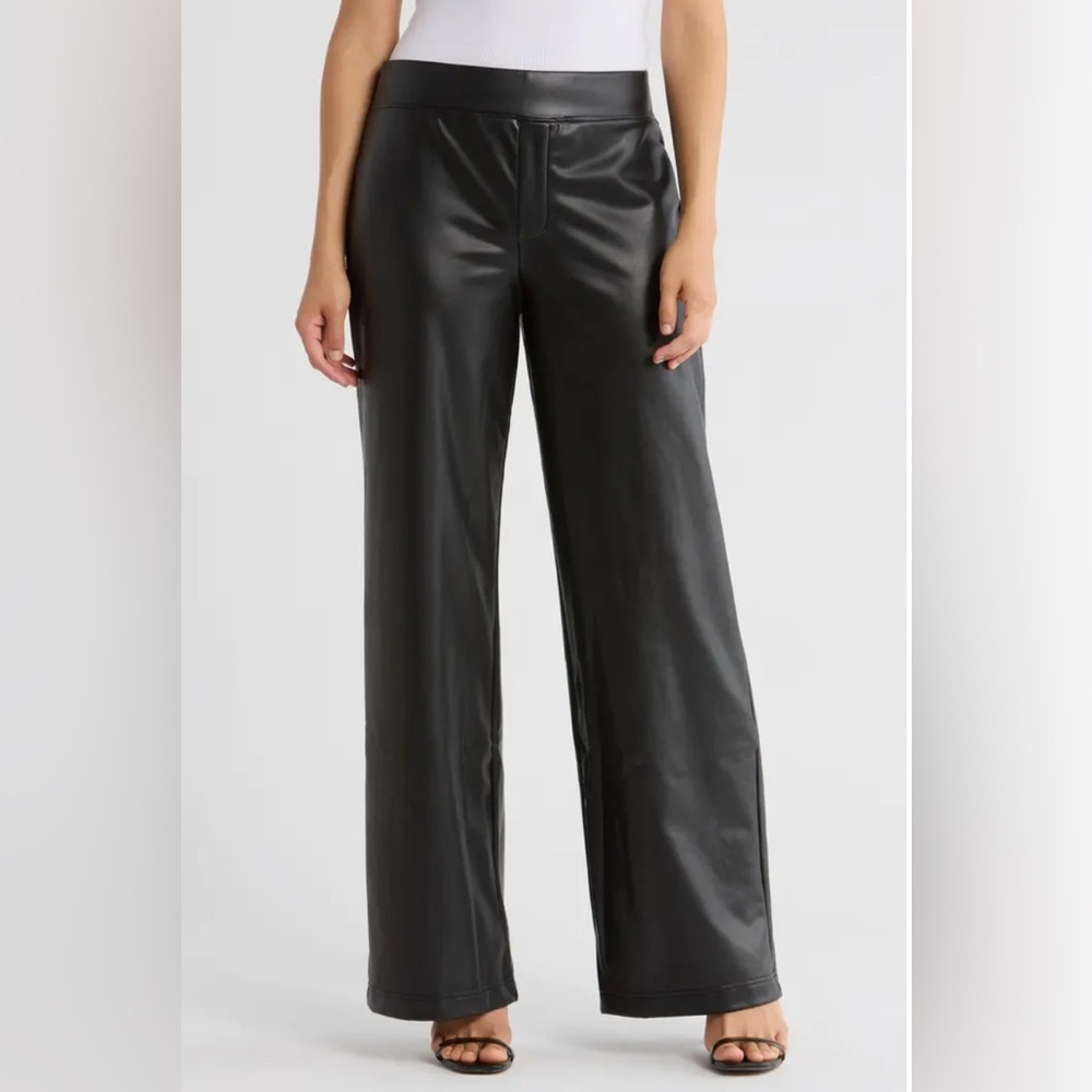 Sanctuary Black Faux Leather Wide-Leg Pants
